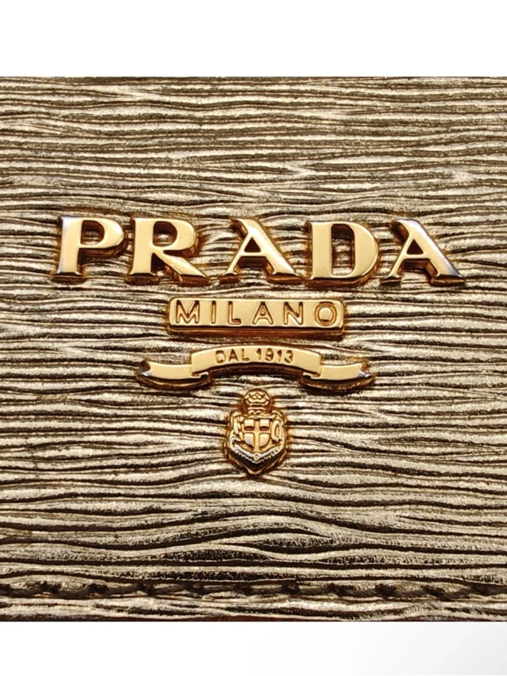 Prada Metallic Gold Saffiano Leather Flap Wallet - Picture 2 of 14